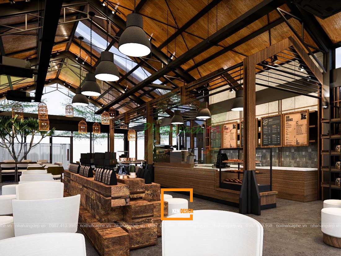 thiết kế quán cafe phong cách công nghiệp